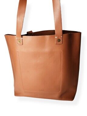 FEED Brown Leather Tote Bag 2 Handle Unlined Shoulder Bag